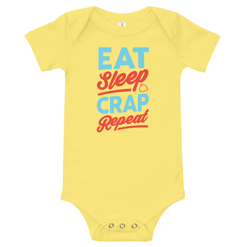 Eat Sleep Crap Repeat (Seafoam & Red) Baby Onesie