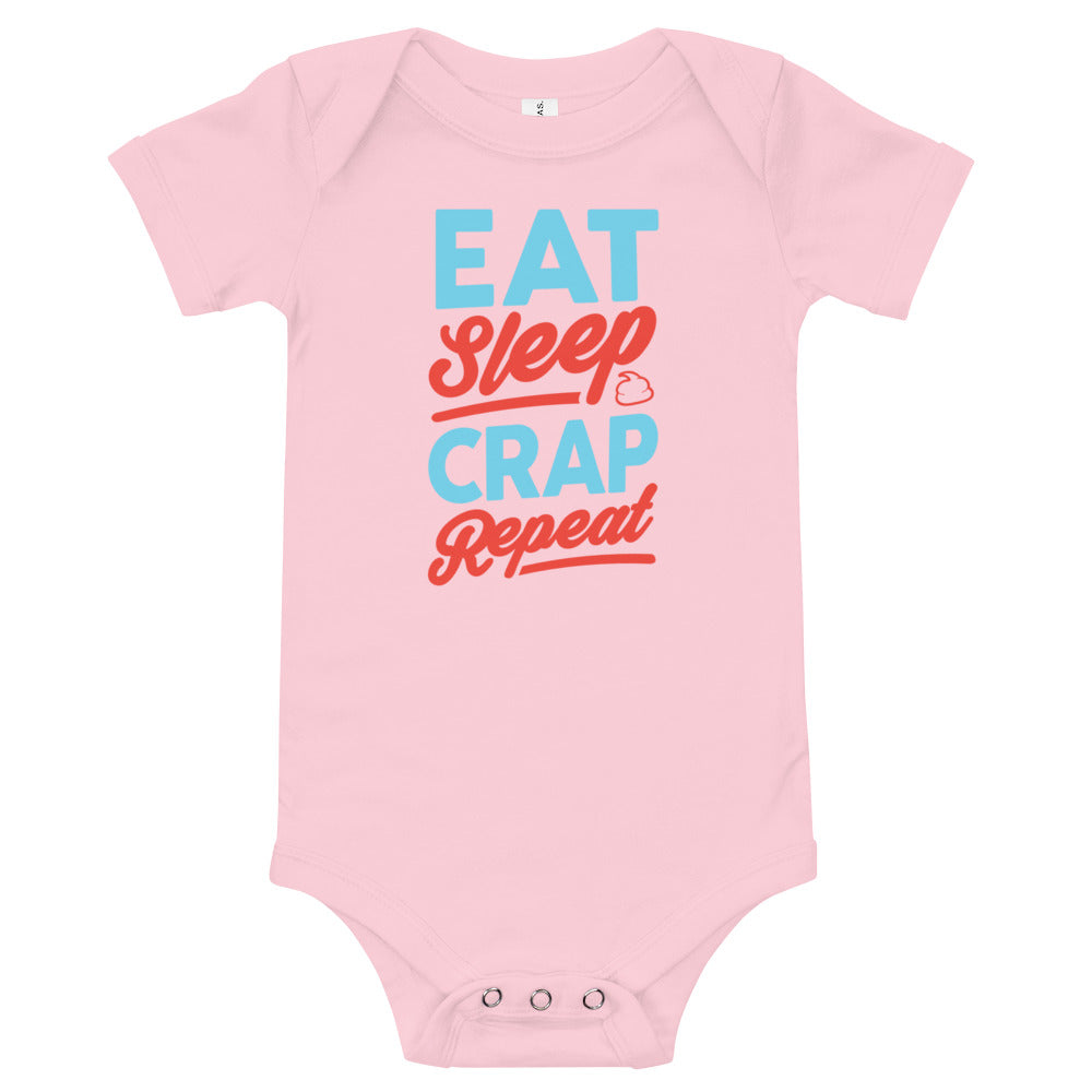 Eat Sleep Crap Repeat (Seafoam & Red) Baby Onesie