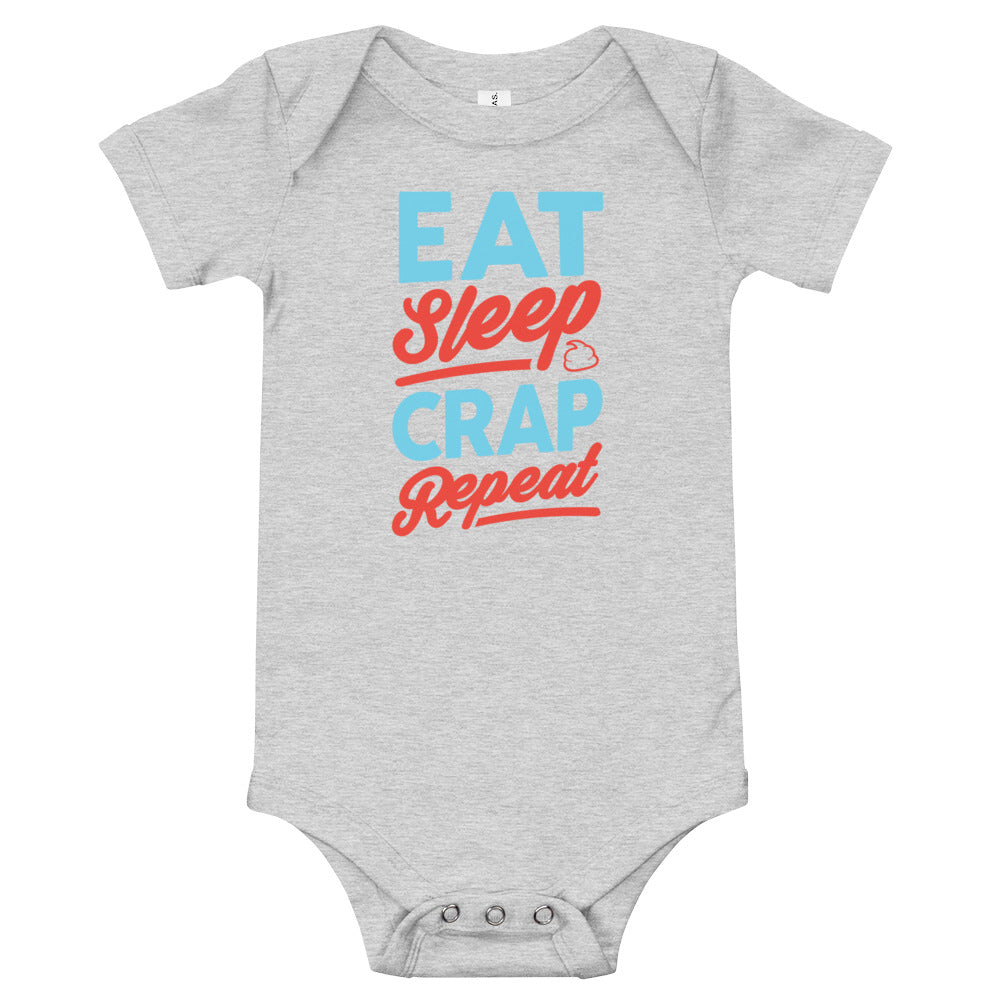 Eat Sleep Crap Repeat (Seafoam & Red) Baby Onesie