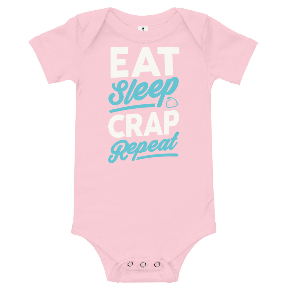 Eat Sleep Crap (White & Seafoam) Baby Onesie