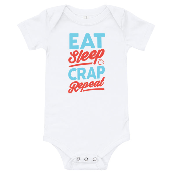Eat Sleep Crap Repeat (Seafoam & Red) Baby Onesie